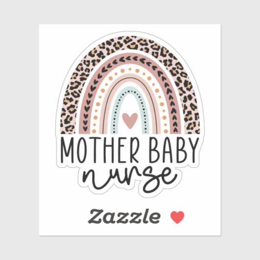 Cute Moeder Baby Nurse Leopard Rainbow Sticker (Vel)
