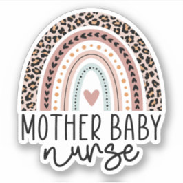 Cute Moeder Baby Nurse Leopard Rainbow Sticker