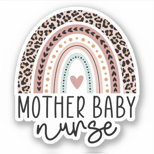 Cute Moeder Baby Nurse Leopard Rainbow Sticker (Voorkant)