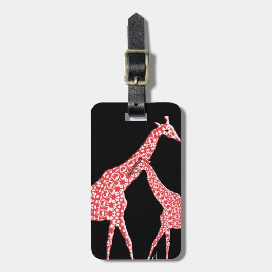 Cute Moeder Baby Whimsical Pattern Giraffe Sinaasa Bagagelabel (Voorkant verticaal)