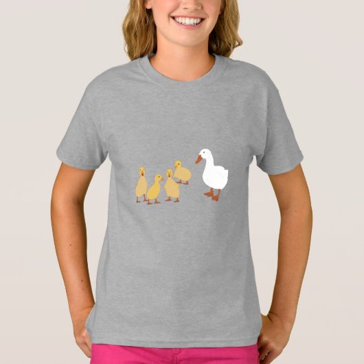 Cute Moeder Duck & Baby Ducklings T-shirt (Voorkant)