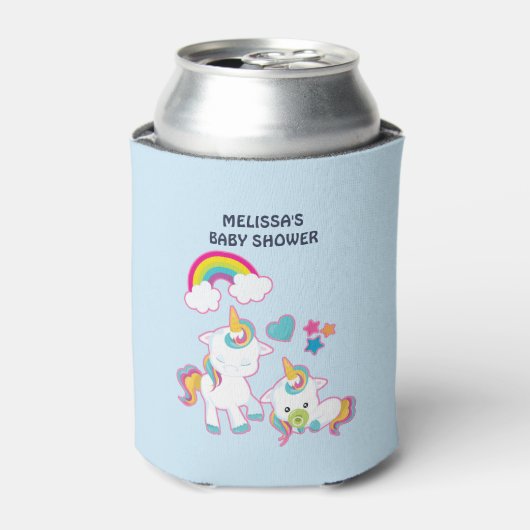 Cute Moeder en Baby Unicorns Magisch Thema Blikjeskoeler (Blikje Voorkant)