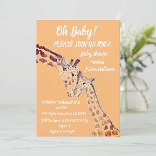 Cute Moeder Giraffe Safari Boho Animals Invit Kaart (Staand voorkant)