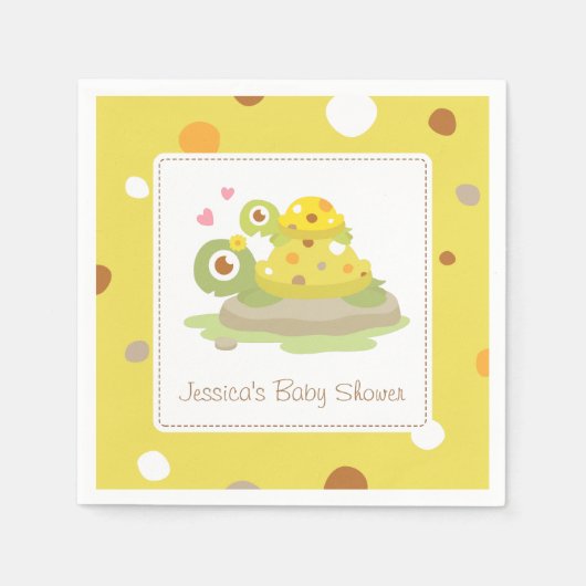Cute Moeder Schildpad Baby Shower Feest Benodigdhe Servetten (Voorkant)