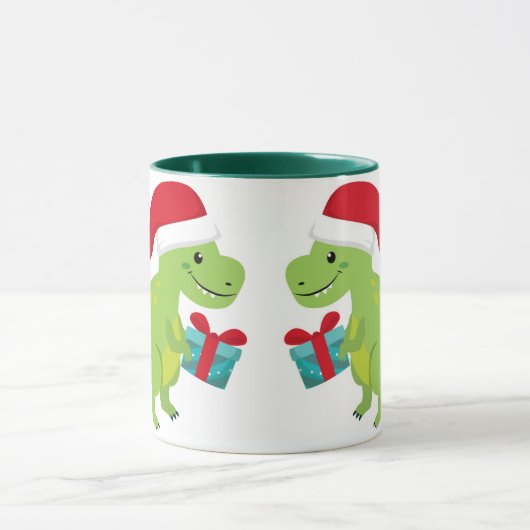 Cute Moeder T-Rex geeft haar Baby kerstkaf Mok (Midden)
