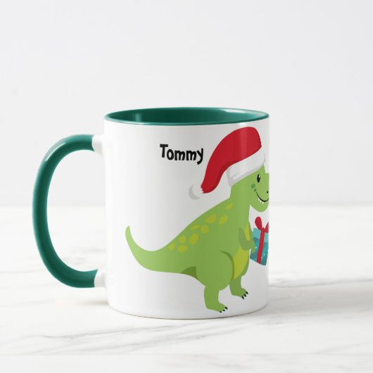 Cute Moeder T-Rex geeft haar Baby kerstkaf Mok (Links)
