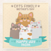 Cute Moederdag Cats Glazen Onderzetter (Voorkant)