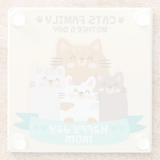 Cute Moederdag Cats Glazen Onderzetter (Achterkant)