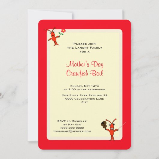 Cute Moederdag Crawfish Boil Kaart (Achterkant)