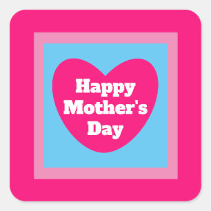 Cute Moederdag Heart Hot Roze Vierkante Sticker