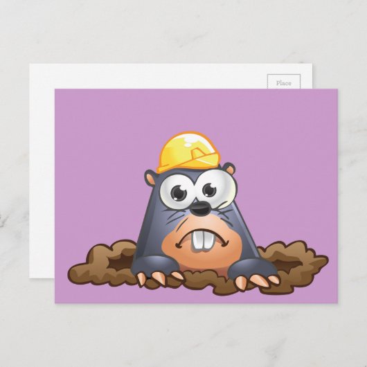 Cute Mole Digging Cartoon Briefkaart (Voorkant / Achterkant)