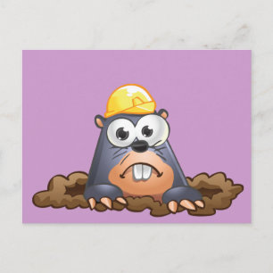 Cute Mole Digging Cartoon Briefkaart