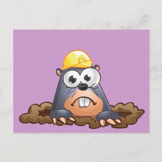 Cute Mole Digging Cartoon Briefkaart (Voorkant)