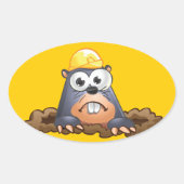 Cute Mole Digging Cartoon Ovale Sticker (Voorkant)