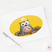 Cute Mole Digging Cartoon Ovale Sticker (Envelop)