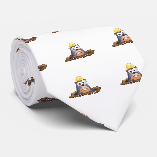 Cute Mole Digging Cartoon Stropdas (Opgerold)