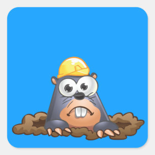 Cute Mole Digging Cartoon Vierkante Sticker