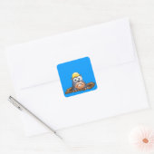 Cute Mole Digging Cartoon Vierkante Sticker (Envelop)
