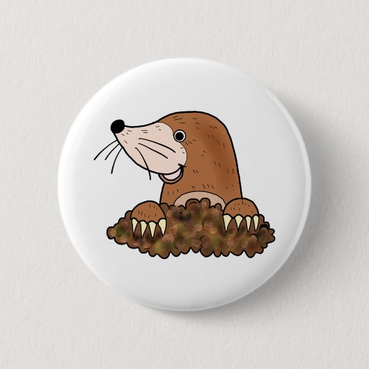 Cute mole grappige kleine dierenkunst ronde button 5,7 cm (Voorkant)