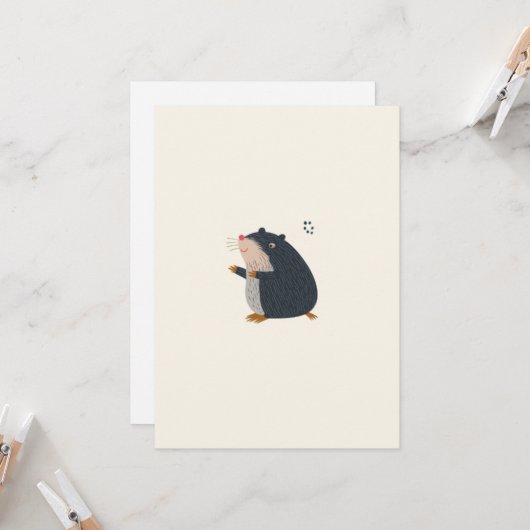 Cute Mole Greeting Card – Invitation Card Kaart (Voorkant / Achterkant in situ)