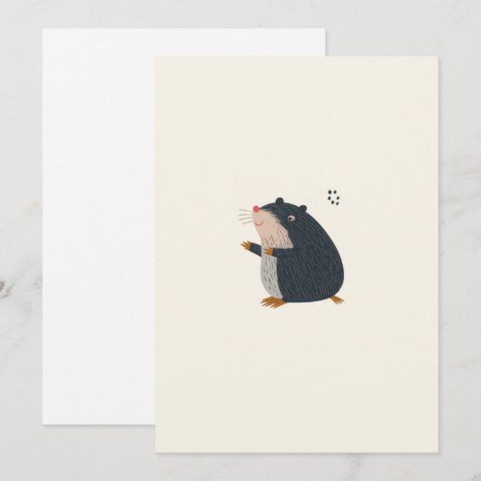 Cute Mole Greeting Card – Invitation Card Kaart (Voorkant / Achterkant)
