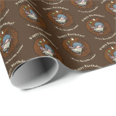 Cute Mole Happy Birthday Favourite Writer Cartoon Cadeaupapier (Rol Hoek)