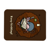 Cute Mole Keep Writing! Motivational Cartoon Magneet (Horizontaal)