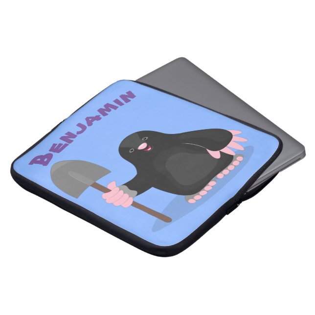 Cute-mole met cartoon voor schop laptop sleeve (Voorkant top)