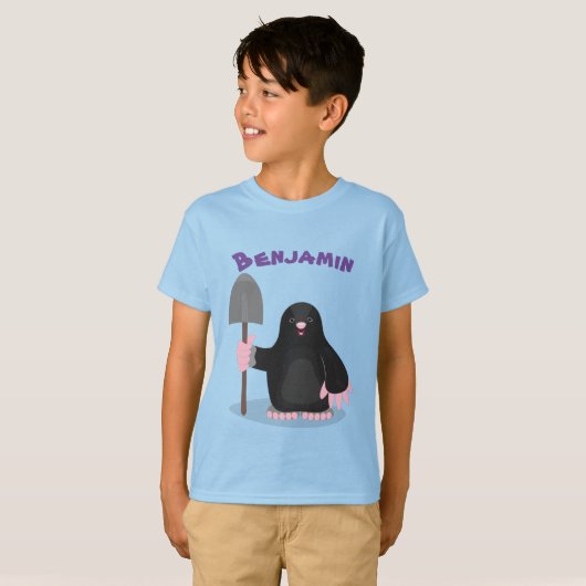 Cute-mole met cartoon voor schop t-shirt (Voorkant volledig)