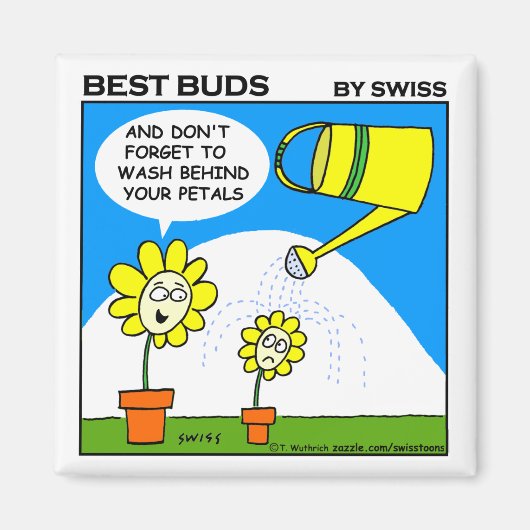 Cute Mom and Kids Bathtime Cartoon Flowers Magneet (Voorkant)