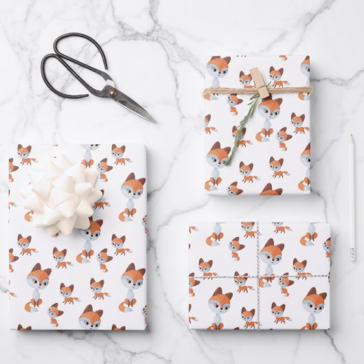 Cute Mom baby fox tiled unisex pattern Inpakpapier Vel (Voorkant)