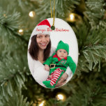 Cute Mom Baby In Elf Costume Foto First Christmas Keramisch Ornament<br><div class="desc">Cute mom and tafelpak firma Christmas ceramic ornament for your tree. Start creating a memento for every Christmas and watch your baby grow through the years. Give grootouders heeft sweet memento ornament too!</div>