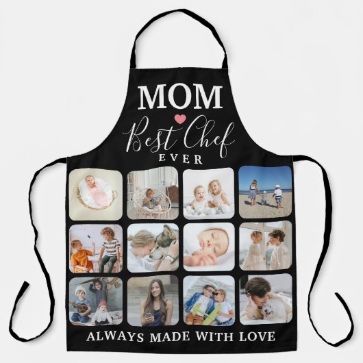 Cute 'MOM' Best Chef Ever Modern 12 Photo Collage Schort (Voorkant)