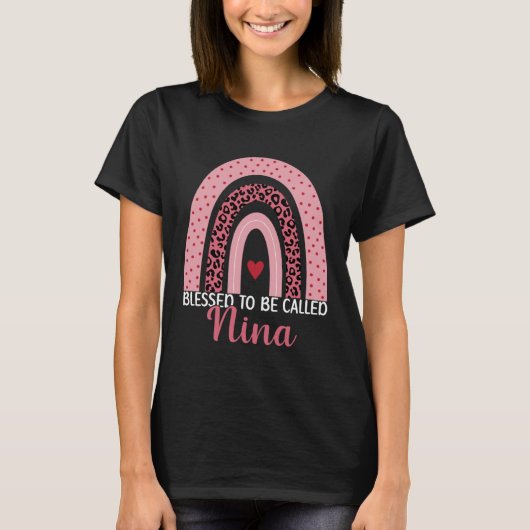 Cute Mom Grandma Blessed To Be Called Nina Leopard T-shirt (Voorkant)
