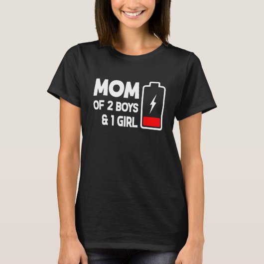 Cute Mom Of 2 Boys & 1 Girls Low Battery Mama Moth T-shirt (Voorkant)