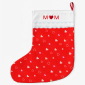 Cute Mom with Heart & Heart Pattern on Red Grote Kerstsok (Achterkant)