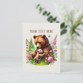 Cute Momma baby bear add text  Briefkaart (Staand voorkant)