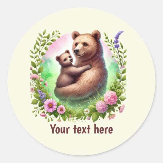 Cute Momma baby bear customizable Ronde Sticker (Voorkant)