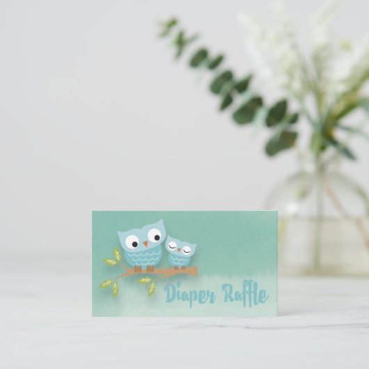Cute Momma Owl and Baby Owl Diaper Raffle Ticket Informatiekaartje (Staand voorkant)
