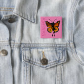 CUTE MONARCH BUTTERFLFLY LADY SQUARE BUTTON (In situ)