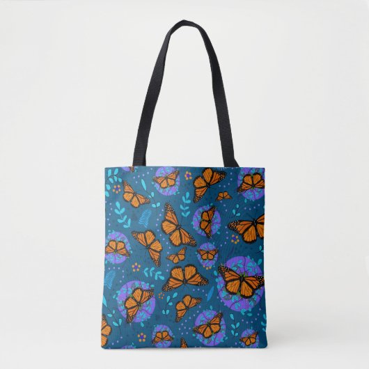 Cute Monarch Butterfly Garden Patronen Tote Bag (Voorkant)