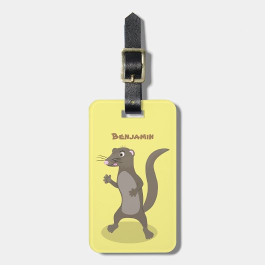Cute mongoose cartoon illustratie bagagelabel (Voorkant verticaal)