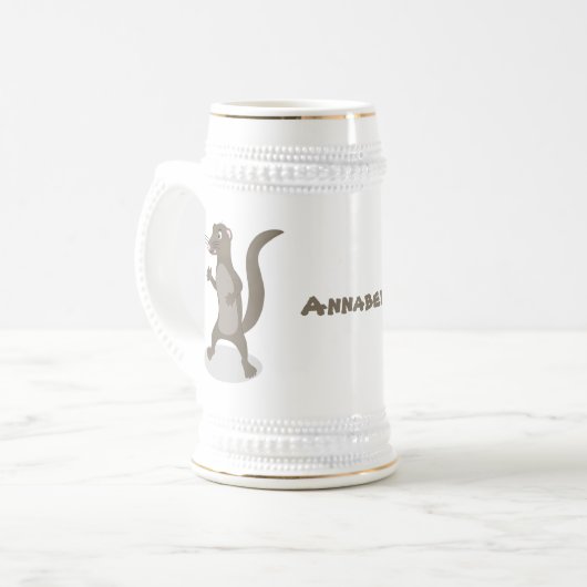 Cute mongoose cartoon illustratie bierpul (Voorkant links)