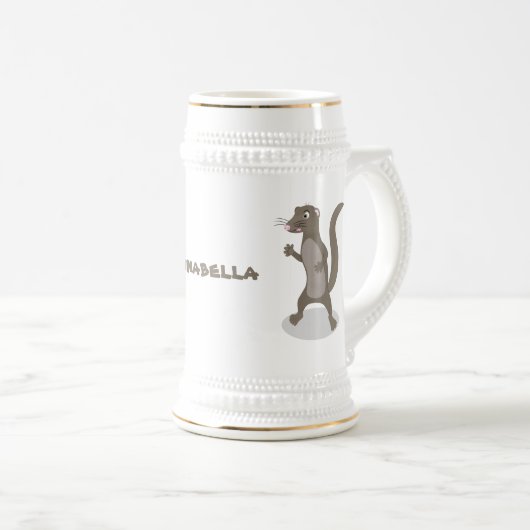 Cute mongoose cartoon illustratie bierpul (Voorkant rechts)