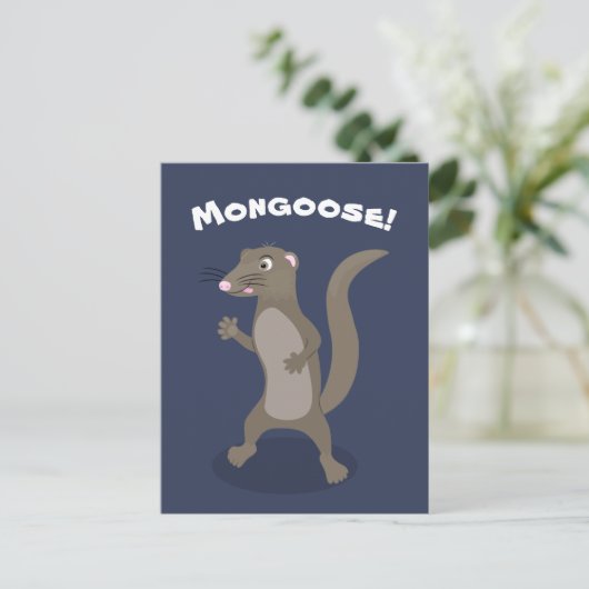 Cute mongoose cartoon illustratie briefkaart (Staand voorkant)