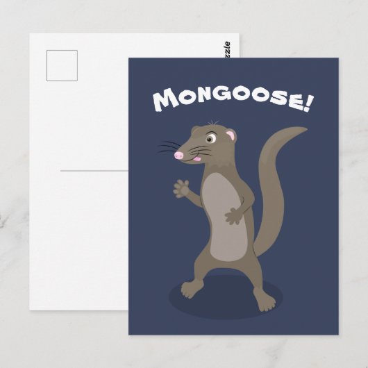 Cute mongoose cartoon illustratie briefkaart (Voorkant / Achterkant)