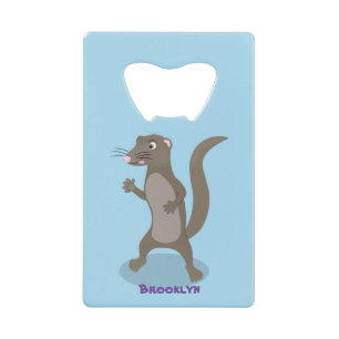Cute mongoose cartoon illustratie creditkaart flessenopener