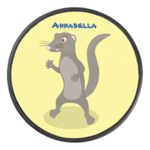 Cute mongoose cartoon illustratie hockey puck