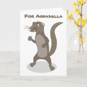 Cute mongoose cartoon illustratie kaart (Gele Bloem)