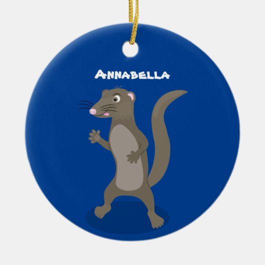 Cute mongoose cartoon illustratie keramisch ornament (Voorkant)